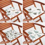 - RealHomes Fermuarlı Sandalye Minderi - Realhomes  4'lü Beyaz Zemin Üzerinde Kozalak Desenli Modern Fermuarlı Sandalye Minderi Seti Realhomes