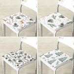 - RealHomes Fermuarlı Sandalye Minderi - Realhomes  4'lü Beyaz Zemin Üzerinde Kozalak Desenli Modern Fermuarlı Sandalye Minderi Seti Realhomes