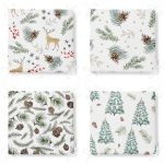 - RealHomes Fermuarlı Sandalye Minderi - Realhomes  4'lü Beyaz Zemin Üzerinde Kozalak Desenli Modern Fermuarlı Sandalye Minderi Seti Realhomes