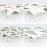 - RealHomes Fermuarlı Sandalye Minderi - Realhomes  4'lü Beyaz Zemin Üzerinde Kozalak Desenli Modern Fermuarlı Sandalye Minderi Seti Realhomes