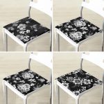 4'lü Siyah Zemin Üzerinde Çiçek Desenli Modern Fermuarlı Sandalye Minderi Seti Realhomes