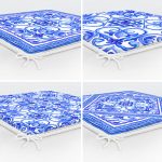 4'lü Beyaz Zemin Üzerinde Çini Desenli Modern Fermuarlı Sandalye Minderi Seti Realhomes