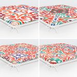 4'lü Beyaz Zemin Üzerinde Çini Desenli Modern Fermuarlı Sandalye Minderi Seti Realhomes