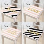 - RealHomes Fermuarlı Sandalye Minderi - Realhomes  4'lü Beyaz Zemin Üzerinde Gold Detaylı Geometrik Desenli Modern Fermuarlı Sandalye Minderi Seti Realhomes