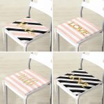 - RealHomes Fermuarlı Sandalye Minderi - Realhomes  4'lü Beyaz Zemin Üzerinde Gold Detaylı Geometrik Desenli Modern Fermuarlı Sandalye Minderi Seti Realhomes