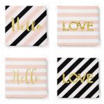 - RealHomes Fermuarlı Sandalye Minderi - Realhomes  4'lü Beyaz Zemin Üzerinde Gold Detaylı Geometrik Desenli Modern Fermuarlı Sandalye Minderi Seti Realhomes