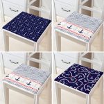 - RealHomes Fermuarlı Sandalye Minderi - Realhomes  4'lü Renkli Zemin Üzerinde Denizci Desenli Modern Fermuarlı Sandalye Minderi Seti Realhomes