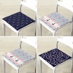 - RealHomes Fermuarlı Sandalye Minderi - Realhomes  4'lü Renkli Zemin Üzerinde Denizci Desenli Modern Fermuarlı Sandalye Minderi Seti Realhomes