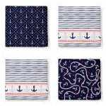 - RealHomes Fermuarlı Sandalye Minderi - Realhomes  4'lü Renkli Zemin Üzerinde Denizci Desenli Modern Fermuarlı Sandalye Minderi Seti Realhomes