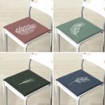 4'lü Renkli Zemin Üzerinde Onedraw Çizimli Yaprak Desenli Modern Fermuarlı Sandalye Minderi Seti Realhomes