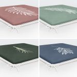 4'lü Renkli Zemin Üzerinde Onedraw Çizimli Yaprak Desenli Modern Fermuarlı Sandalye Minderi Seti Realhomes