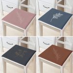 - RealHomes Fermuarlı Sandalye Minderi - Realhomes  4'lü Renkli Zemin Üzerinde Onedraw Çizimli Yaprak Desenli Modern Fermuarlı Sandalye Minderi Seti Realhomes