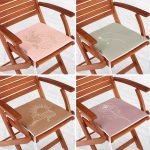 4'lü Renkli Zemin Üzerinde Onedraw Çizimli Yaprak Desenli Modern Fermuarlı Sandalye Minderi Seti Realhomes