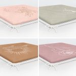 4'lü Renkli Zemin Üzerinde Onedraw Çizimli Yaprak Desenli Modern Fermuarlı Sandalye Minderi Seti Realhomes