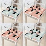 - RealHomes Fermuarlı Sandalye Minderi - Realhomes 4'lü Renkli Zemin Üzerinde Yaprak Desenli Modern Fermuarlı Sandalye Minderi Seti Realhomes