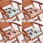 - RealHomes Fermuarlı Sandalye Minderi - Realhomes 4'lü Renkli Zemin Üzerinde Yaprak Desenli Modern Fermuarlı Sandalye Minderi Seti Realhomes