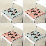 - RealHomes Fermuarlı Sandalye Minderi - Realhomes 4'lü Renkli Zemin Üzerinde Yaprak Desenli Modern Fermuarlı Sandalye Minderi Seti Realhomes