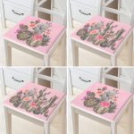 - RealHomes Fermuarlı Sandalye Minderi - Realhomes  4'lü Renkli Zemin Üzerinde Kaktüs Desenli Modern Fermuarlı Sandalye Minderi Seti Realhomes