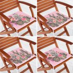 - RealHomes Fermuarlı Sandalye Minderi - Realhomes  4'lü Renkli Zemin Üzerinde Kaktüs Desenli Modern Fermuarlı Sandalye Minderi Seti Realhomes