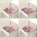 - RealHomes Fermuarlı Sandalye Minderi - Realhomes  4'lü Renkli Zemin Üzerinde Kaktüs Desenli Modern Fermuarlı Sandalye Minderi Seti Realhomes