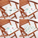 4'lü Beyaz Zemin Üzerinde Kaktüs Desenli Modern Fermuarlı Sandalye Minderi Seti Realhomes