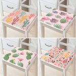 - RealHomes Fermuarlı Sandalye Minderi - Realhomes 4'lü Renkli Zemin Üzerinde Kaktüs Desenli Modern Fermuarlı Sandalye Minderi Seti Realhomes