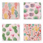 - RealHomes Fermuarlı Sandalye Minderi - Realhomes 4'lü Renkli Zemin Üzerinde Kaktüs Desenli Modern Fermuarlı Sandalye Minderi Seti Realhomes