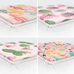 - RealHomes Fermuarlı Sandalye Minderi - Realhomes 4'lü Renkli Zemin Üzerinde Kaktüs Desenli Modern Fermuarlı Sandalye Minderi Seti Realhomes