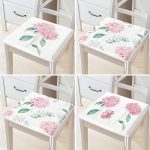 - RealHomes Fermuarlı Sandalye Minderi - Realhomes  4'lü Beyaz Zemin Üzerinde Ortanca Çiçeği Desenli Modern Fermuarlı Sandalye Minderi Seti Realhomes