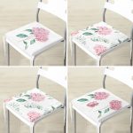 - RealHomes Fermuarlı Sandalye Minderi - Realhomes  4'lü Beyaz Zemin Üzerinde Ortanca Çiçeği Desenli Modern Fermuarlı Sandalye Minderi Seti Realhomes