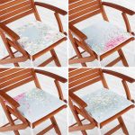 4'lü Renkli Zemin Üzerinde Yaprak Desenli Modern Fermuarlı Sandalye Minderi Seti Realhomes