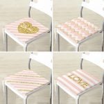 - RealHomes Fermuarlı Sandalye Minderi - Realhomes 4'lü Renkli Zemin Üzerinde Gold Detaylı Love Yazılı Modern Fermuarlı Sandalye Minderi Seti Realhomes