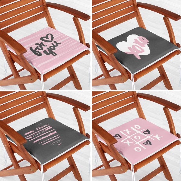 4'lü Kurumuş Tropik Yaprak Tasarımlı Dijital Baskılı Modern Fermuarlı Sandalye Minderi Seti Realhomes