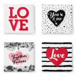 - RealHomes Fermuarlı Sandalye Minderi - Realhomes 4'lü Sevgililer Günü Konseptli Özel Tasarım Modern Kombin Fermuarlı Sandalye Minderi Seti Realhomes