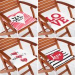 - RealHomes Fermuarlı Sandalye Minderi - Realhomes 4'lü Sevgililer Günü Konseptli Özel Tasarım Modern Kombin Fermuarlı Sandalye Minderi Seti Realhomes