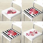 4'lü Sevgililer Günü Konseptli Özel Tasarım Modern Kombin Fermuarlı Sandalye Minderi Seti Realhomes