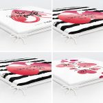 4'lü Sevgililer Günü Konseptli Özel Tasarım Modern Kombin Fermuarlı Sandalye Minderi Seti Realhomes