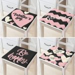 4'lü Sevgililer Günü Konseptli Özel Tasarım Modern Kombin Fermuarlı Sandalye Minderi Seti Realhomes