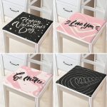 4'lü Sevgililer Günü Konseptli Özel Tasarım Modern Kombin Fermuarlı Sandalye Minderi Seti Realhomes