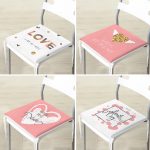 4'lü Sevgililer Günü Konseptli Özel Tasarım Modern Kombin Fermuarlı Sandalye Minderi Seti Realhomes