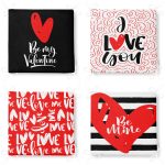 4'lü Sevgililer Günü Konseptli Özel Tasarım Modern Kombin Fermuarlı Sandalye Minderi Seti Realhomes