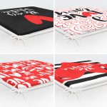 4'lü Sevgililer Günü Konseptli Özel Tasarım Modern Kombin Fermuarlı Sandalye Minderi Seti Realhomes