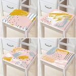 4'lü Sarı Ve Pembe Sulu Boya Fırça Darbeli Dekoratif Fermuarlı Sandalye Minderi Seti Realhomes