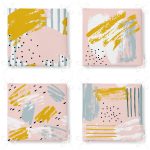 4'lü Sarı Ve Pembe Sulu Boya Fırça Darbeli Dekoratif Fermuarlı Sandalye Minderi Seti Realhomes