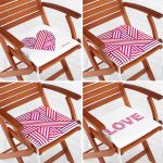 4'lü Sevgililer Günü Konseptli Özel Tasarım Modern Kombin Fermuarlı Sandalye Minderi Seti Realhomes