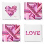 4'lü Sevgililer Günü Konseptli Özel Tasarım Modern Kombin Fermuarlı Sandalye Minderi Seti Realhomes