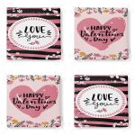 4'lü Sevgililer Günü Konseptli Özel Tasarım Modern Kombin Fermuarlı Sandalye Minderi Seti Realhomes