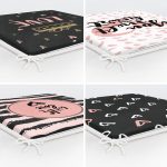 - RealHomes Fermuarlı Sandalye Minderi - Realhomes  4'lü Sevgililer Günü Konseptli Özel Tasarım Modern Kombin Fermuarlı Sandalye Minderi Seti Realhomes