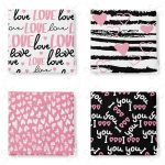 4'lü Sevgililer Günü Konseptli Özel Tasarım Modern Kombin Fermuarlı Sandalye Minderi Seti Realhomes