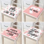 4'lü Sevgililer Günü Konseptli Özel Tasarım Modern Kombin Fermuarlı Sandalye Minderi Seti Realhomes